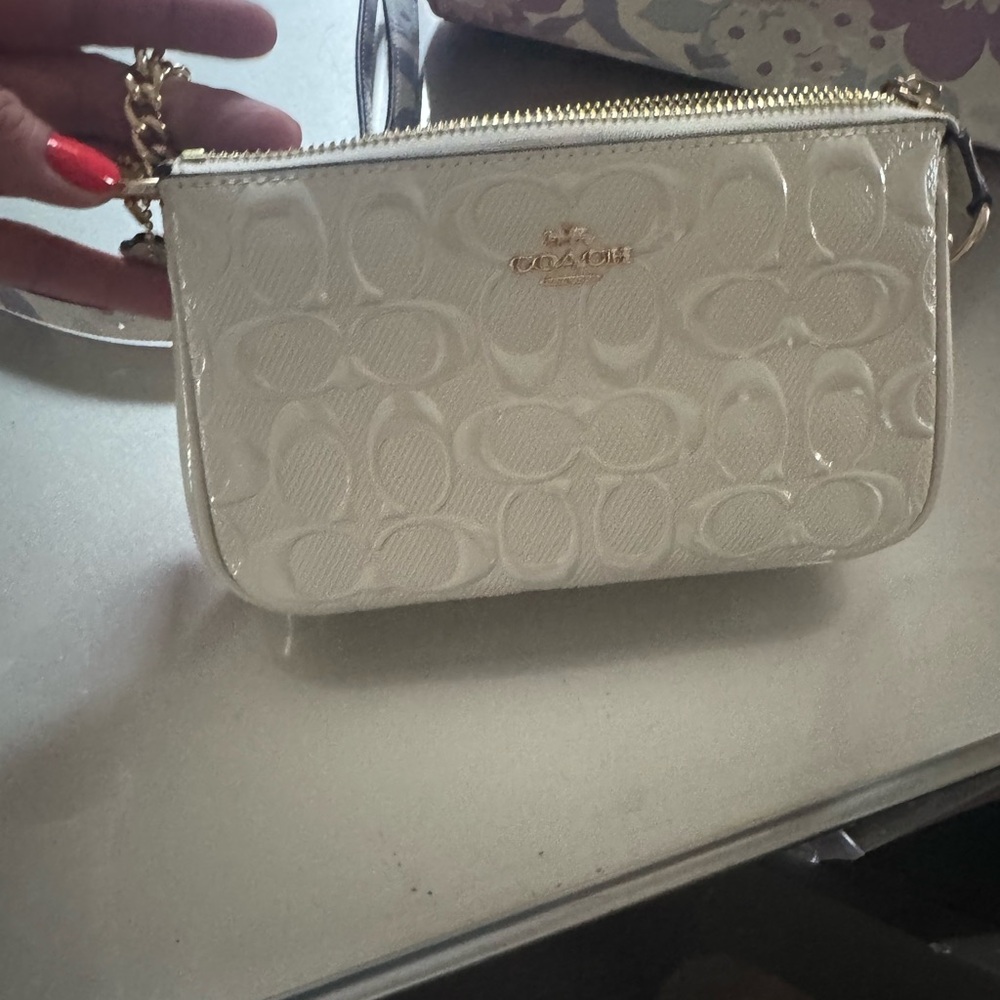 Coach White Embossed Clutch